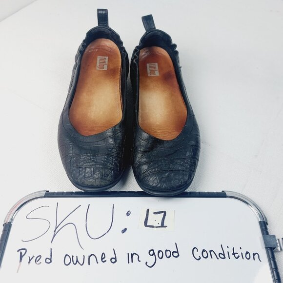 Fitflop Women's Black Allegro Leather Croco Ballet Pump Flats Size US 6.5 - Picture 12 of 12